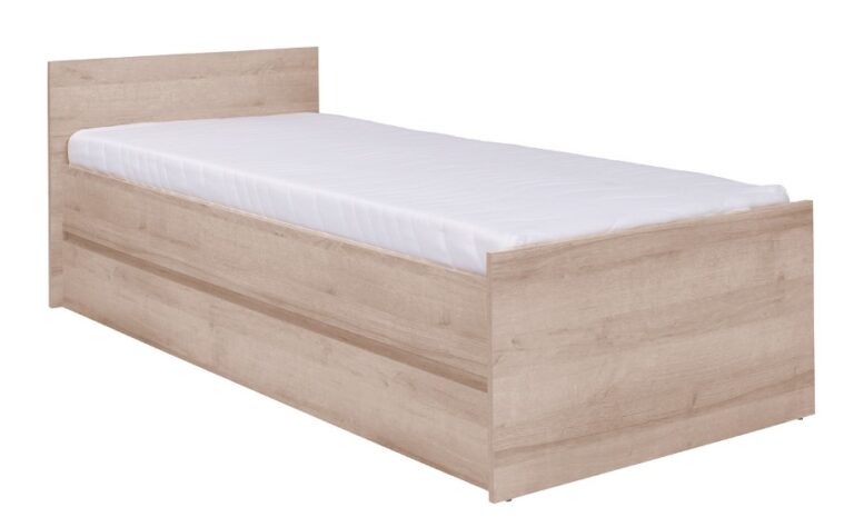 Łóżko z ramą drewnianą Cosmo C08 - Dąb Sonoma - Maridex