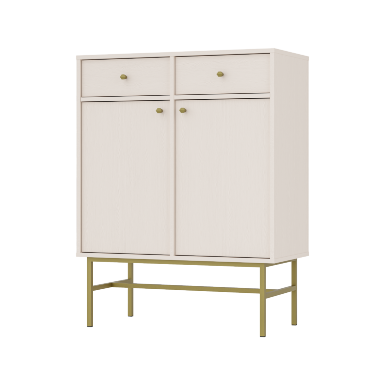 Komoda Tokyo 2F 2S - stelaż złoty - Beż Piaskowy - Lempert
