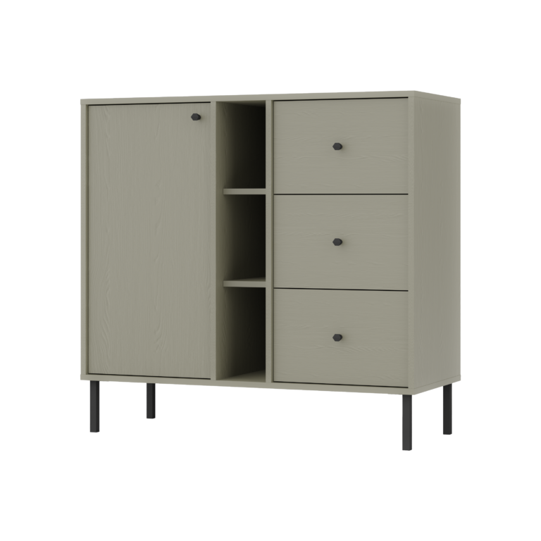 Komoda Tokyo 1F 3S - noga prosta czarna - Eukaliptus - Lempert