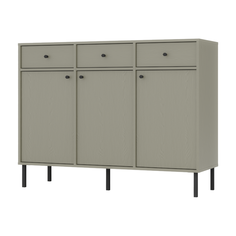 Komoda Tokyo 3F 3S - noga prosta czarna - Eukaliptus - Lempert
