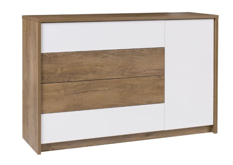 Komoda Latika - Dąb Burgundzki / Biały Połysk - Maridex