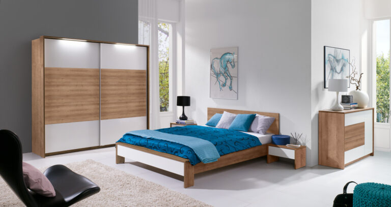 Sypialnia Latika - Dąb Riviera / Biały Połysk - Maridex