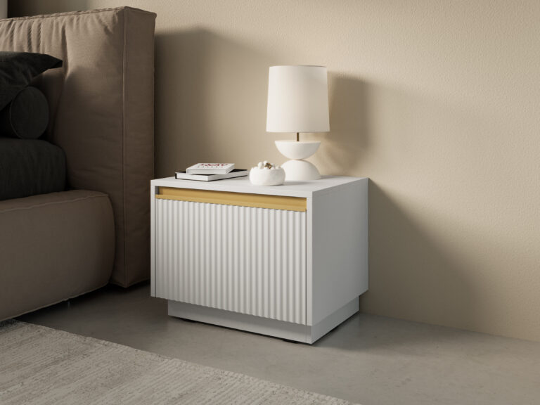 Szafka stolik nocny S54 Royal - Biały Mat - Piaski