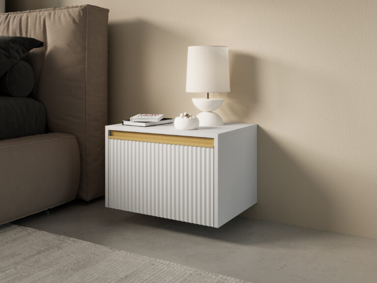 Podwieszana szafka stolik nocny S54 Royal - Biały Mat - Piaski