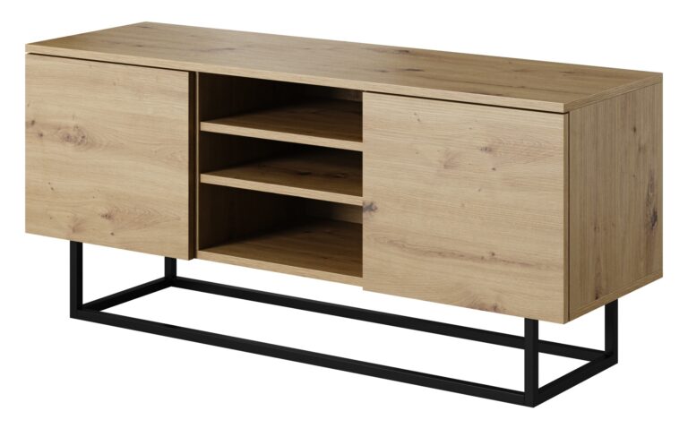 Szafka stolik RTV 120 2D Asgard - Dąb Artisan / Stelaż Czarny - Paws