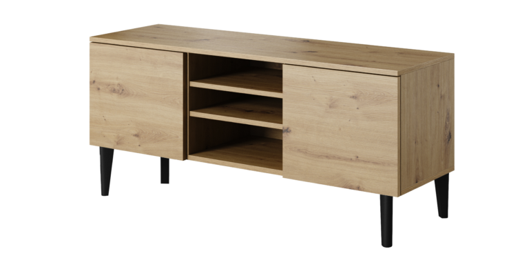 Szafka stolik RTV 120 2D Asgard - Dąb Artisan / Nogi Czarne - Paws