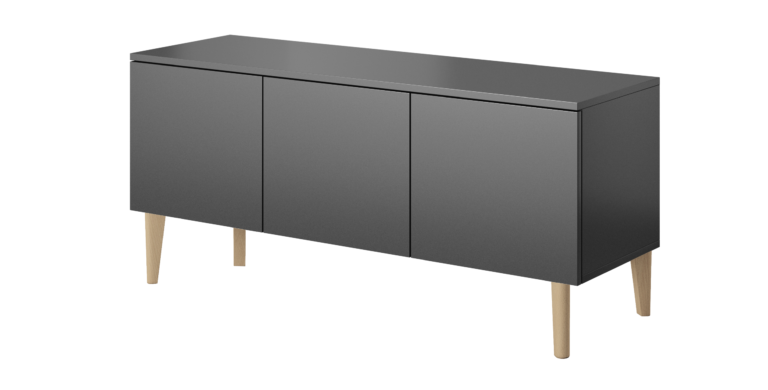 Szafka stolik RTV 120 3D Asgard - Antracyt / Nogi Drewniane - Paws