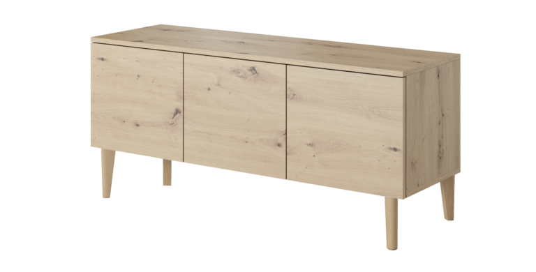 Szafka stolik RTV 120 3D Asgard - Dąb Artisan / Nogi Drewniane - Paws