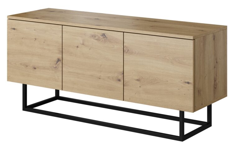 Szafka stolik RTV 120 3D Asgard - Dąb Artisan / Stelaż Czarny - Paws