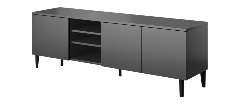 Szafka stolik RTV 150 3D Asgard - Antracyt / Nogi Czarne - Paws