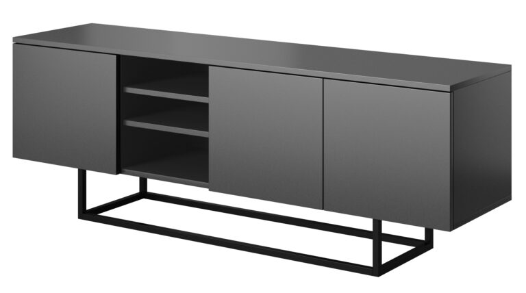 Szafka stolik RTV 150 3D Asgard - Antracyt / Stelaż Czarny - Paws