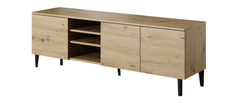 Szafka stolik RTV 150 3D Asgard - Dąb Artisan / Nogi Czarne - Paws