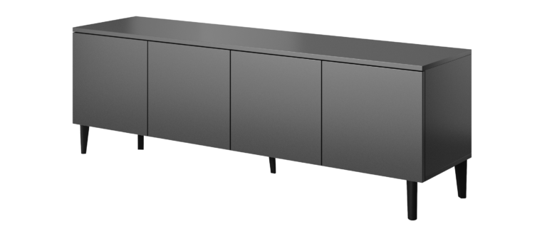 Szafka stolik RTV 150 4D Asgard - Antracyt / Nogi Czarne - Paws