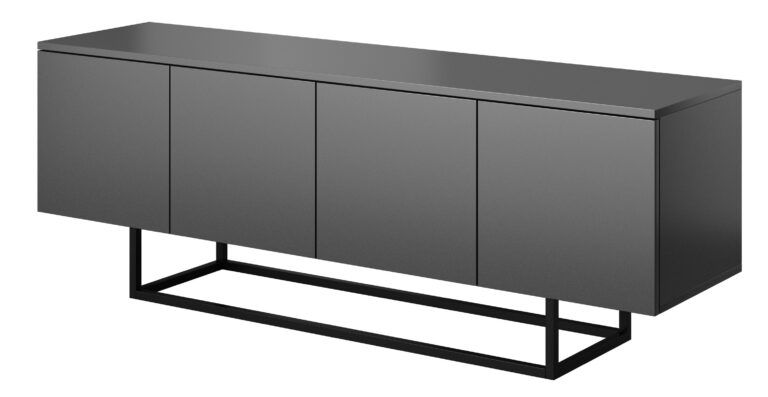 Szafka stolik RTV 150 4D Asgard - Antracyt / Stelaż Czarny - Paws