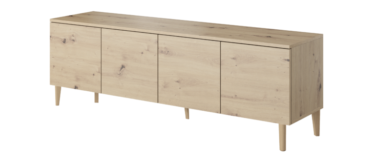 Szafka stolik RTV 150 4D Asgard - Dąb Artisan / Nogi Drewniane - Paws