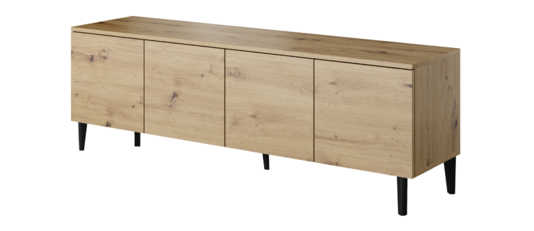 Szafka stolik RTV 150 4D Asgard - Dąb Artisan / Nogi Czarne - Paws