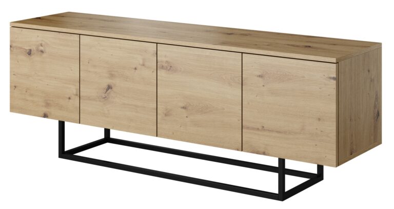 Szafka stolik RTV 150 4D Asgard - Dąb Artisan / Stelaż Czarny - Paws