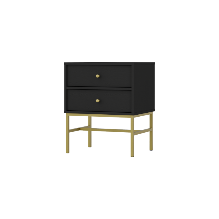 Stolik szafka nocna Tokyo 2S - stelaż złoty - Czarny Grafit - Lempert