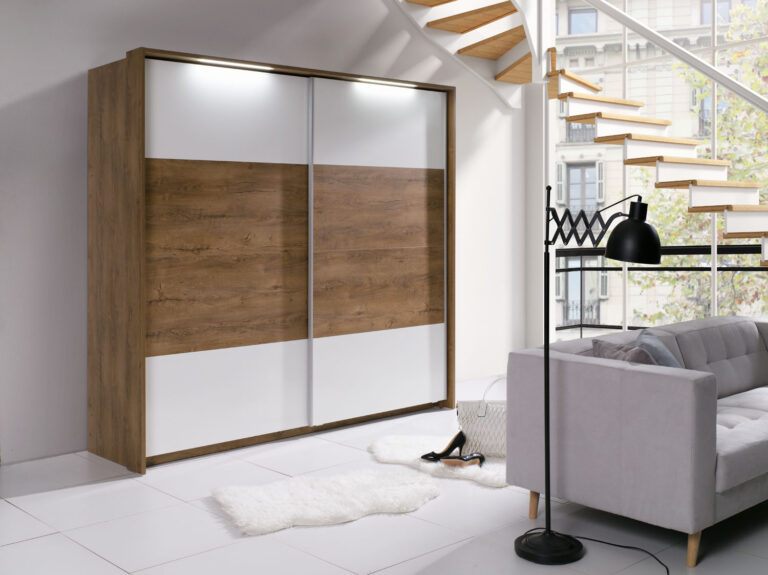 Szafa Latika - Dąb Burgundzki / Biały Połysk - Maridex