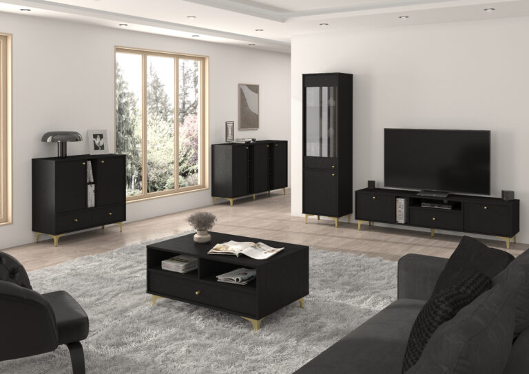 Zestaw Mebli Tokyo - noga rozgwiazda złota - Czarny Grafit - Lempert