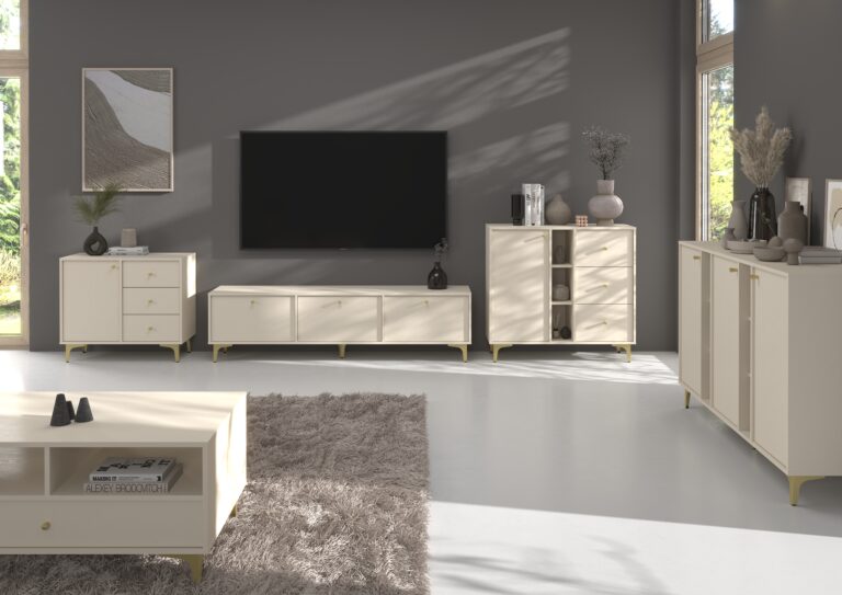 Zestaw Mebli pokojowych Tokyo - noga rozgwiazda złota - Beż Piaskowy - Lempert