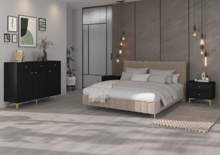 Zestaw Mebli pokojowych Tokyo - noga rozgwiazda złota - Czarny Grafit - Lempert