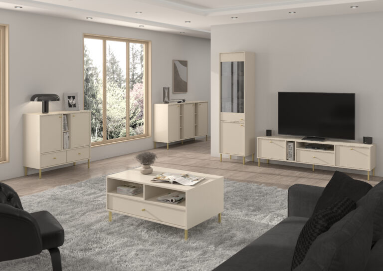 Zestaw Mebli Tokyo - noga prosta złota - Beż Piaskowy - Lempert