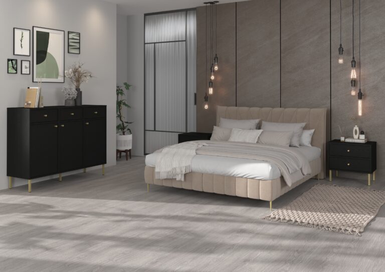 Zestaw Mebli pokojowych Tokyo - noga prosta złota - Czarny Grafit - Lempert