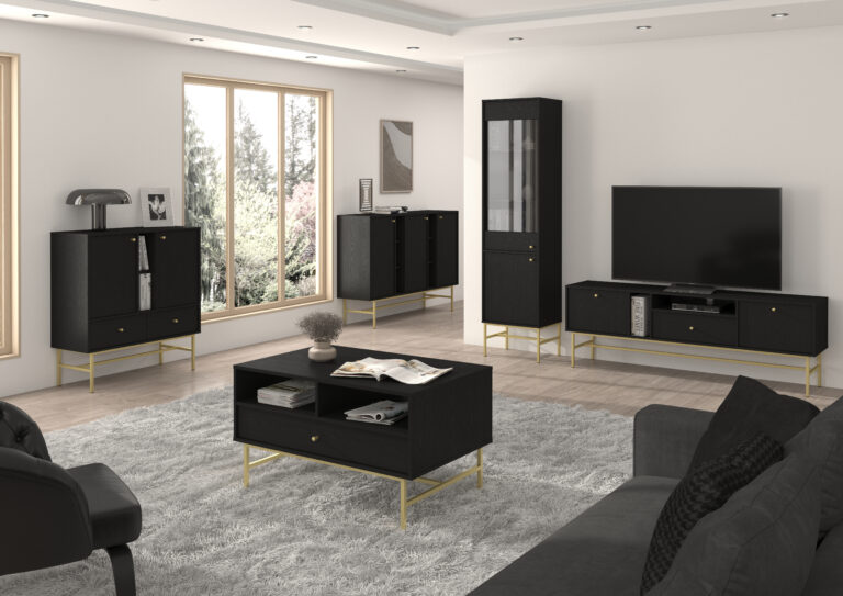 Zestaw Mebli Tokyo - stelaż złoty - Czarny Grafit - Lempert