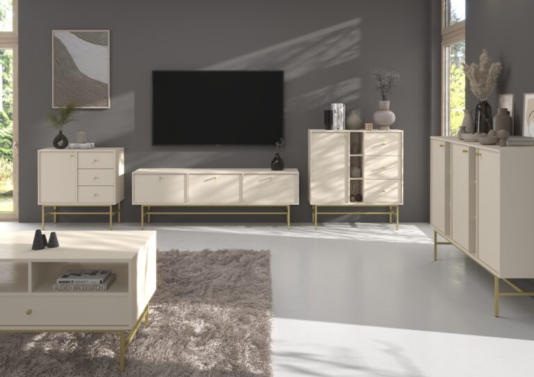 Zestaw Mebli pokojowych Tokyo - stelaż złoty - Eukaliptus - Lempert