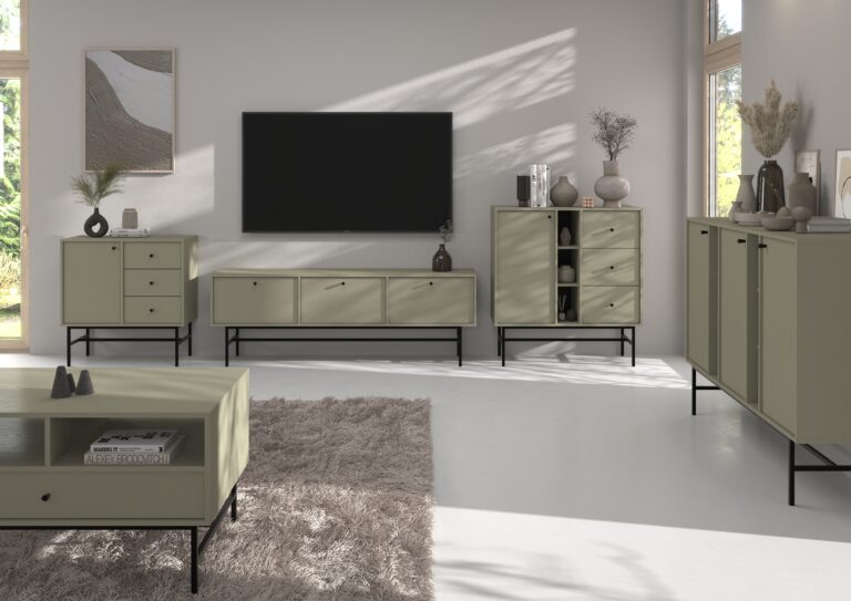 Zestaw Mebli pokojowych Tokyo - stelaż czarny - Eukaliptus - Lempert