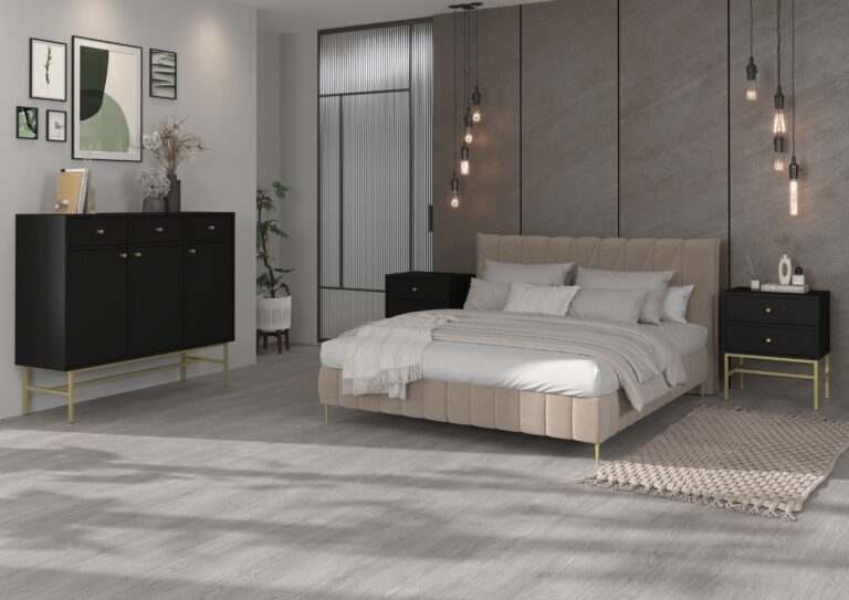 Zestaw Mebli pokojowych Tokyo - stelaż złoty - Czarny Grafit - Lempert