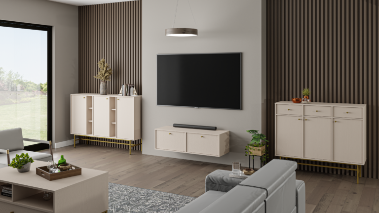 Zestaw Mebli Tokyo - stelaż złoty - Beż Piaskowy - Lempert