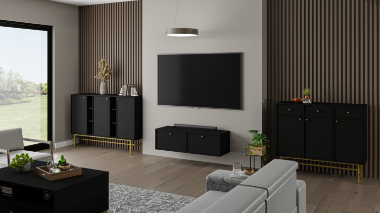 Zestaw Mebli Tokyo - stelaż złoty - Czarny Grafit - Lempert