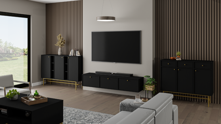 Zestaw Mebli Tokyo - stelaż złoty - Czarny Grafit - Lempert