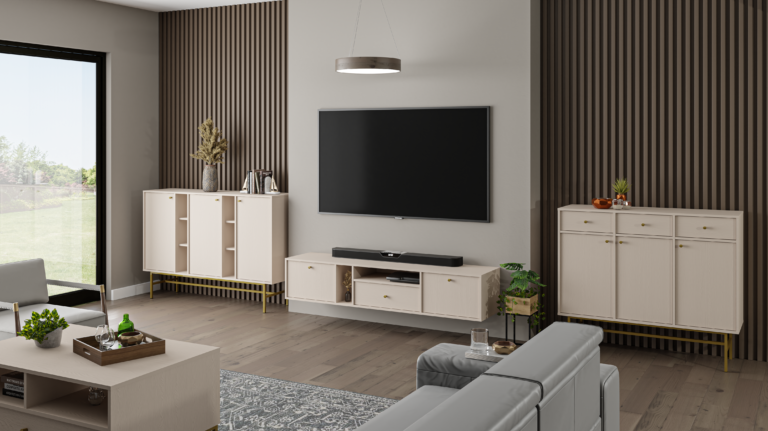 Zestaw Mebli Tokyo - stelaż złoty - Beż Piaskowy - Lempert