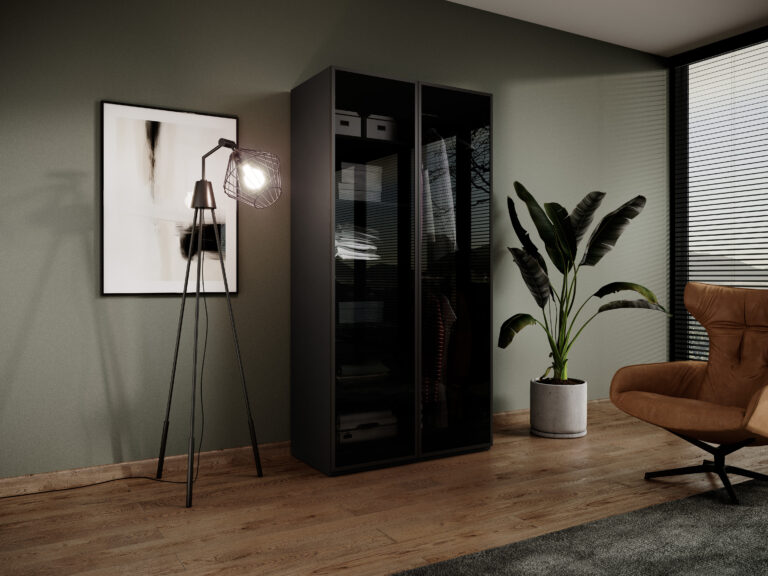 Szafa Sandbox 101 cm - Szkło Antisol / Czarny Grafitowy