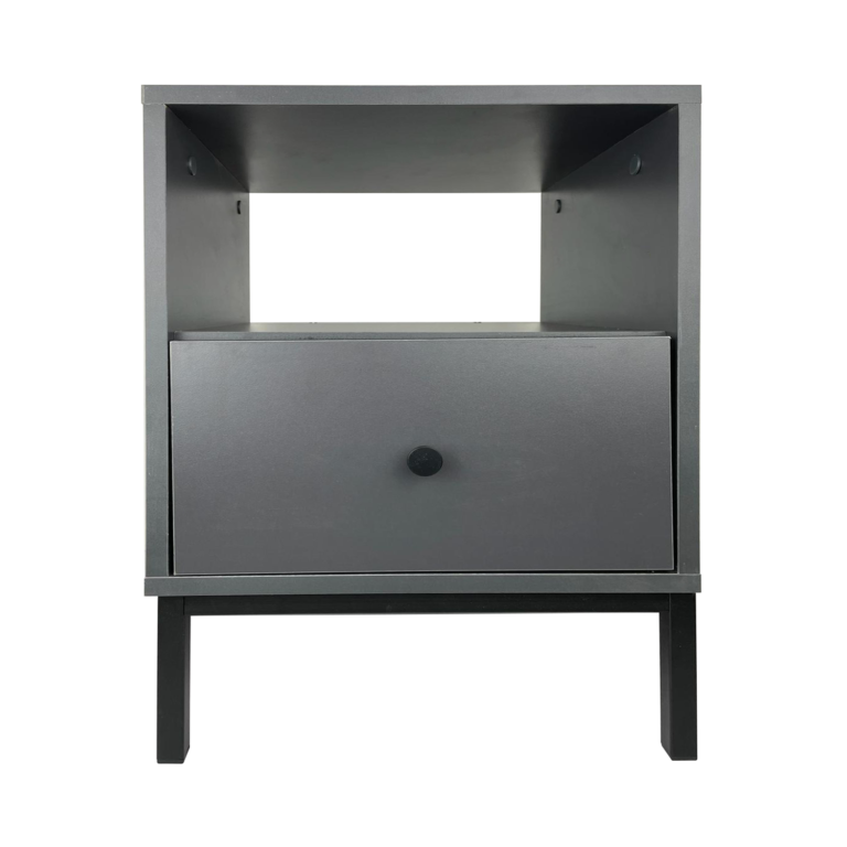 Szafka stolik nocny Reve - Grafit / Nogi Metalowe Czarne - Paws