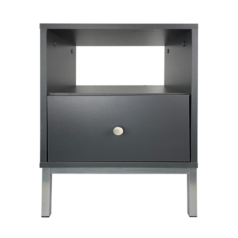 Szafka stolik nocny Reve - Grafit / Nogi Metalowe Srebrne - Paws