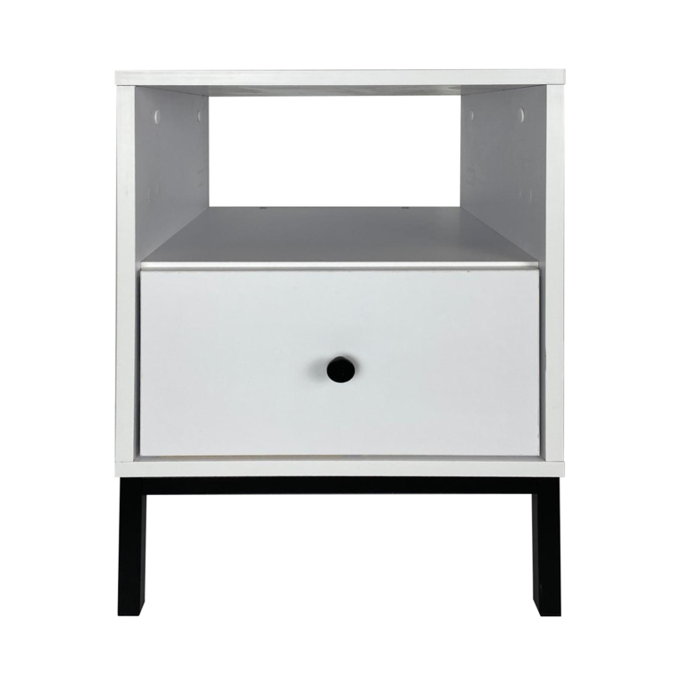 Szafka stolik nocny Reve - Biała / Nogi Metalowe Czarne - Paws
