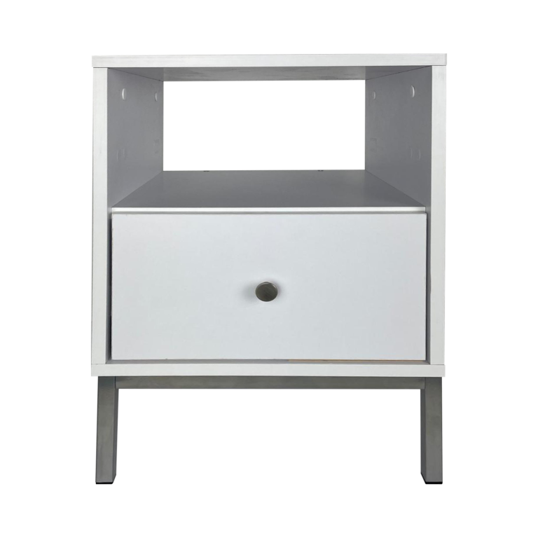 Szafka stolik nocny Reve - Biała / Nogi Metalowe Srebrne - Paws