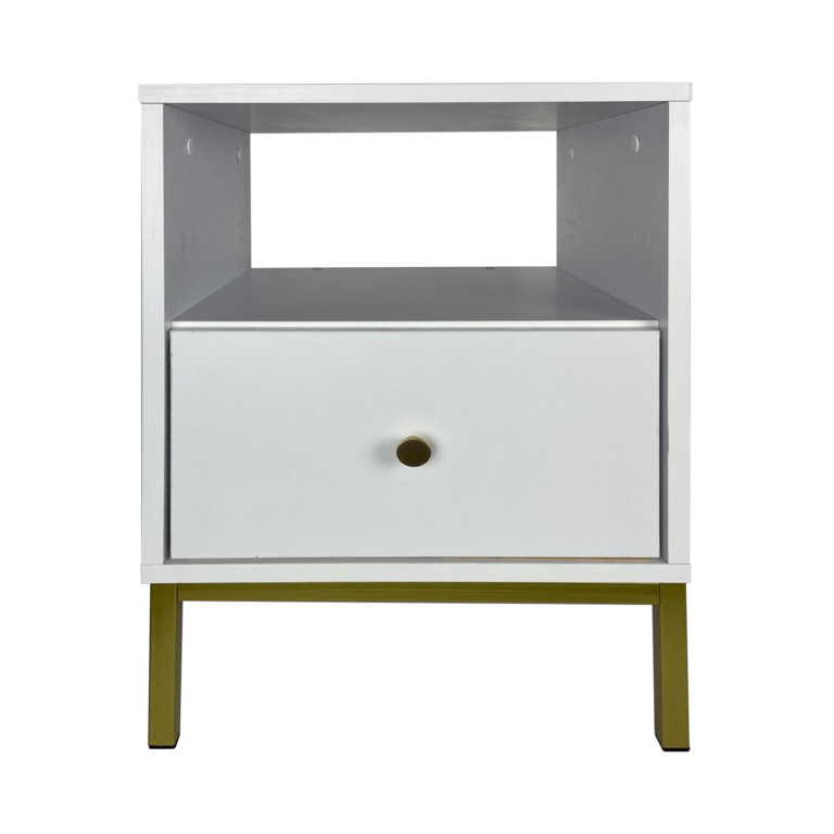 Szafka stolik nocny Reve - Biała / Nogi Metalowe Złote - Paws