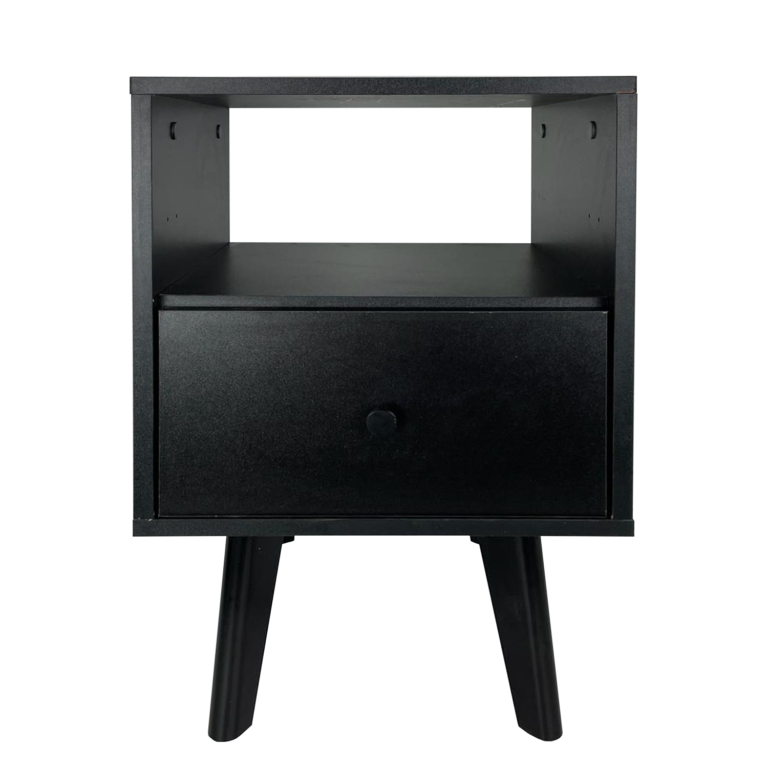 Szafka stolik nocny Reve - Czarna / Nogi Czarne - Paws