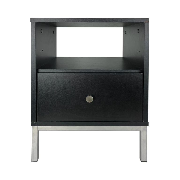 Szafka stolik nocny Reve - Czarna / Nogi Metalowe Srebrne - Paws