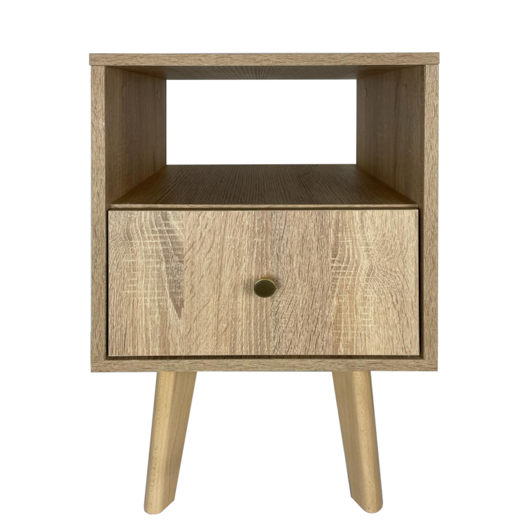 Szafka stolik nocny Reve - Dąb Sonoma / Nogi Buk - Paws