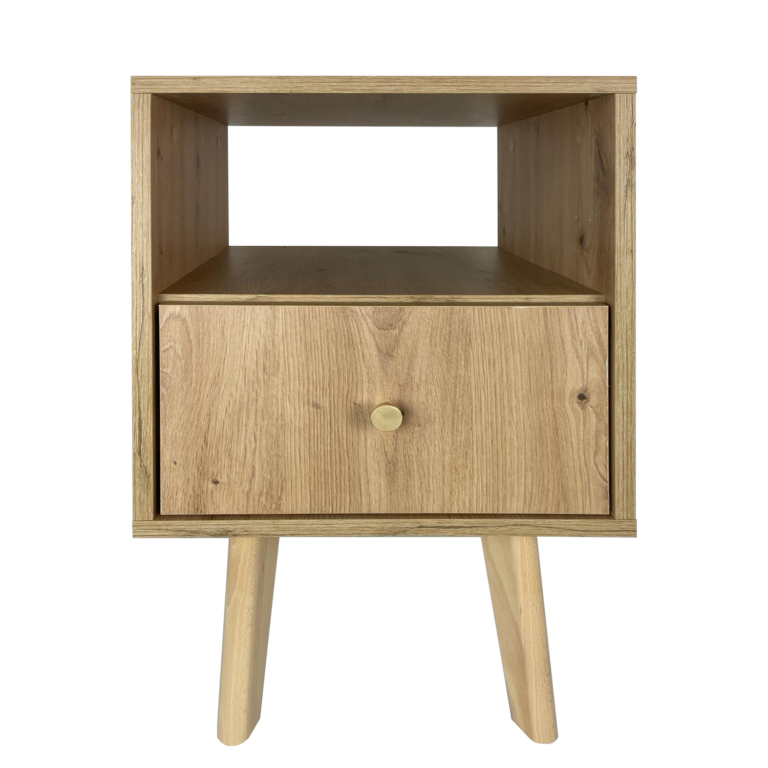Szafka stolik nocny Reve - Dąb Artisan / Nogi Buk - Paws