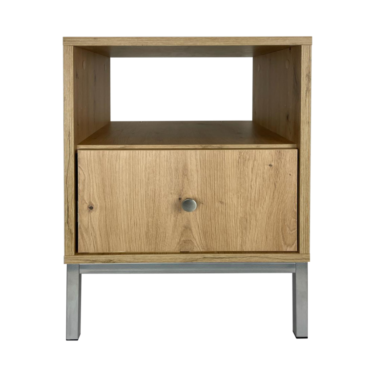 Szafka stolik nocny Reve - Dąb Artisan / Nogi Metalowe Srebrne - Paws