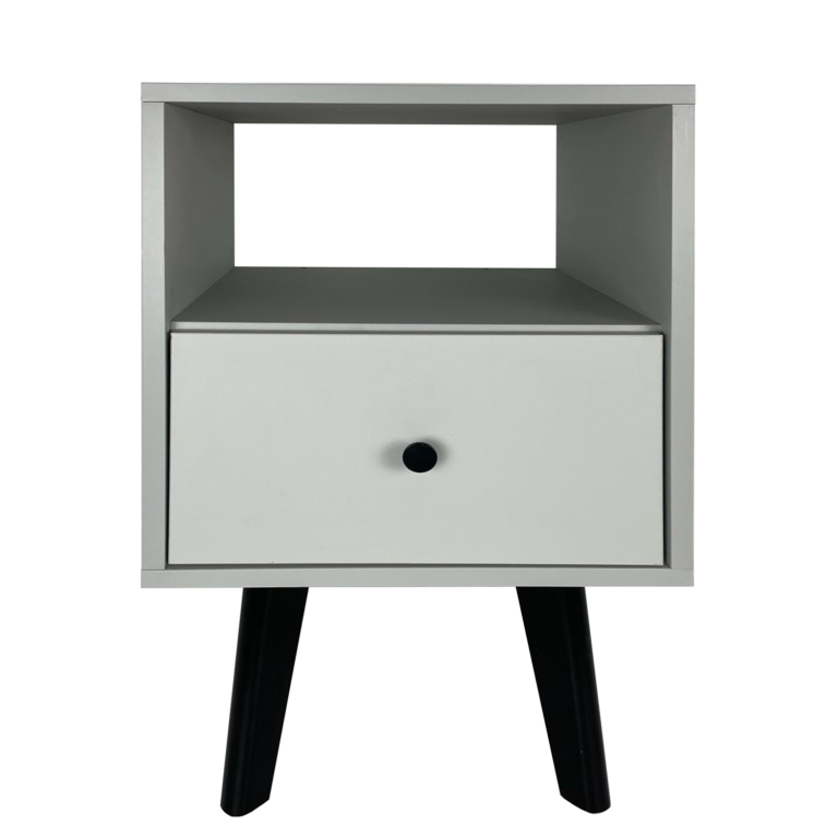 Szafka stolik nocny Reve - Szara / Nogi Czarne - Paws