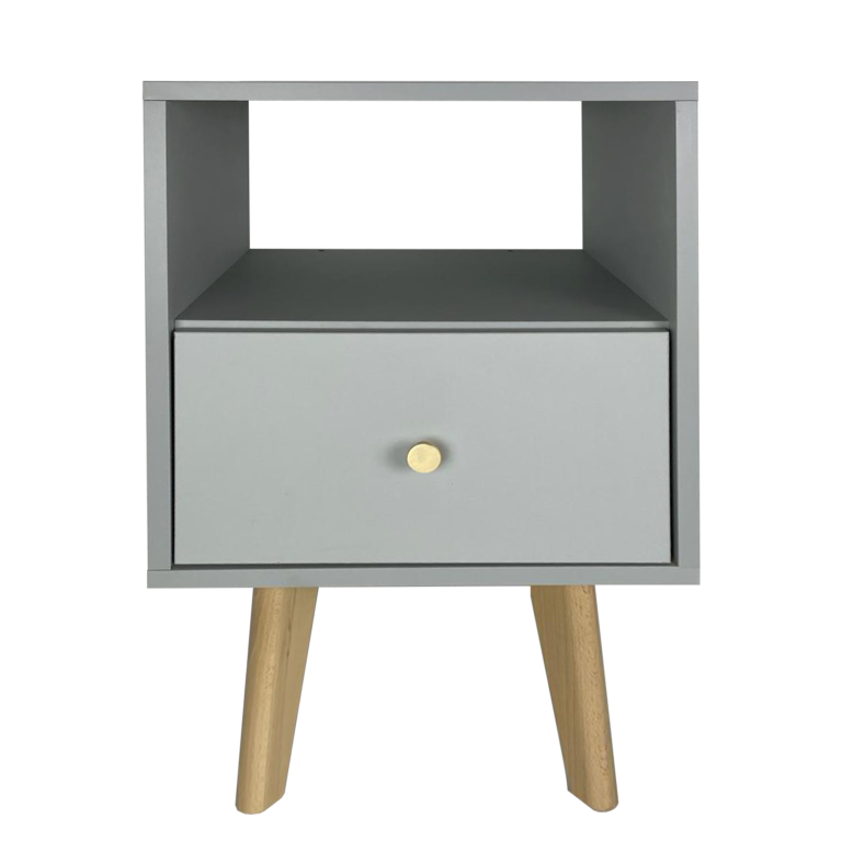Szafka stolik nocny Reve - Szara / Nogi Buk - Paws