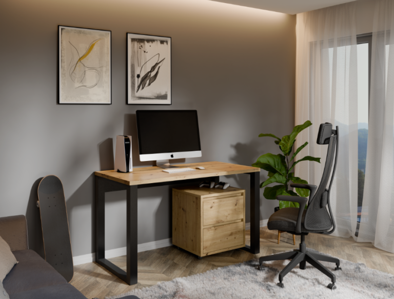 Loftowe biurko Loft Maxi + Kontenerek - Dąb Artisan / Czarny - Maridex